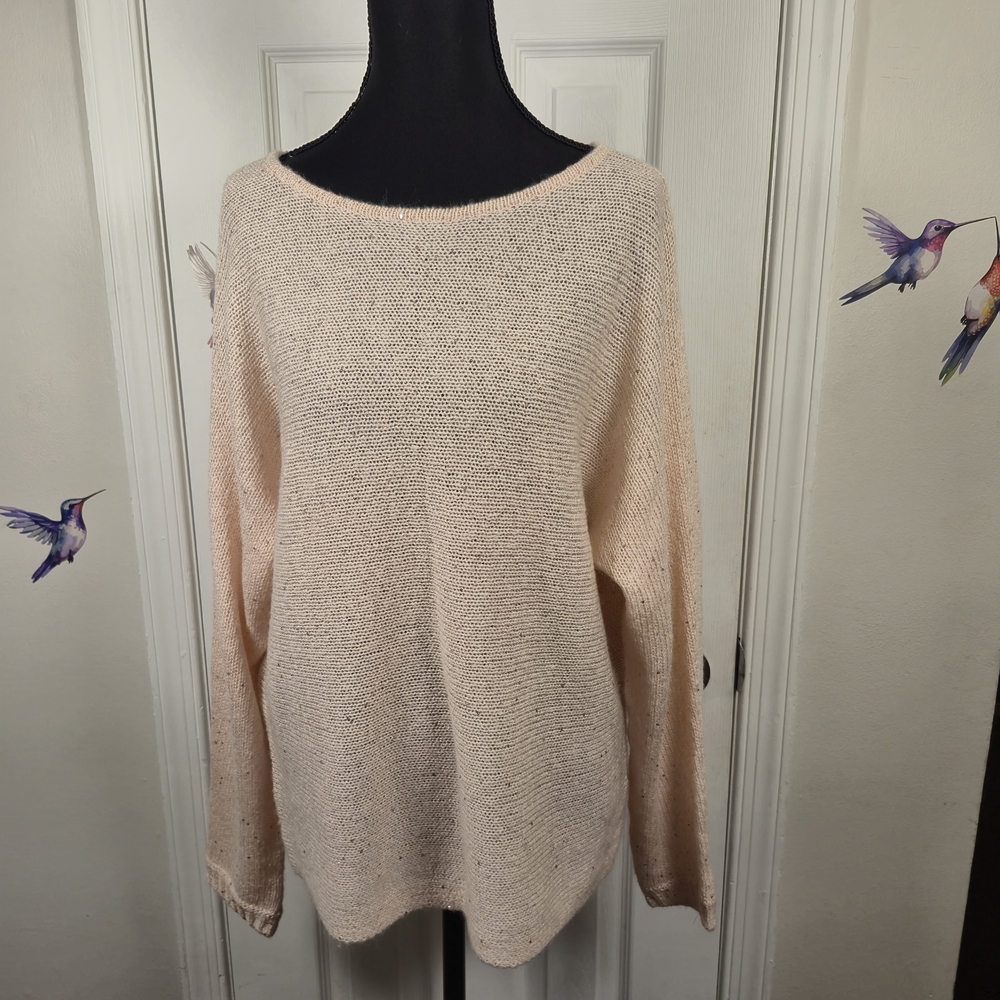 Lilly Pulitzer Soleen Sequin Metallic Sweater Blush Pink Wool Blend S - Picture 2 of 7